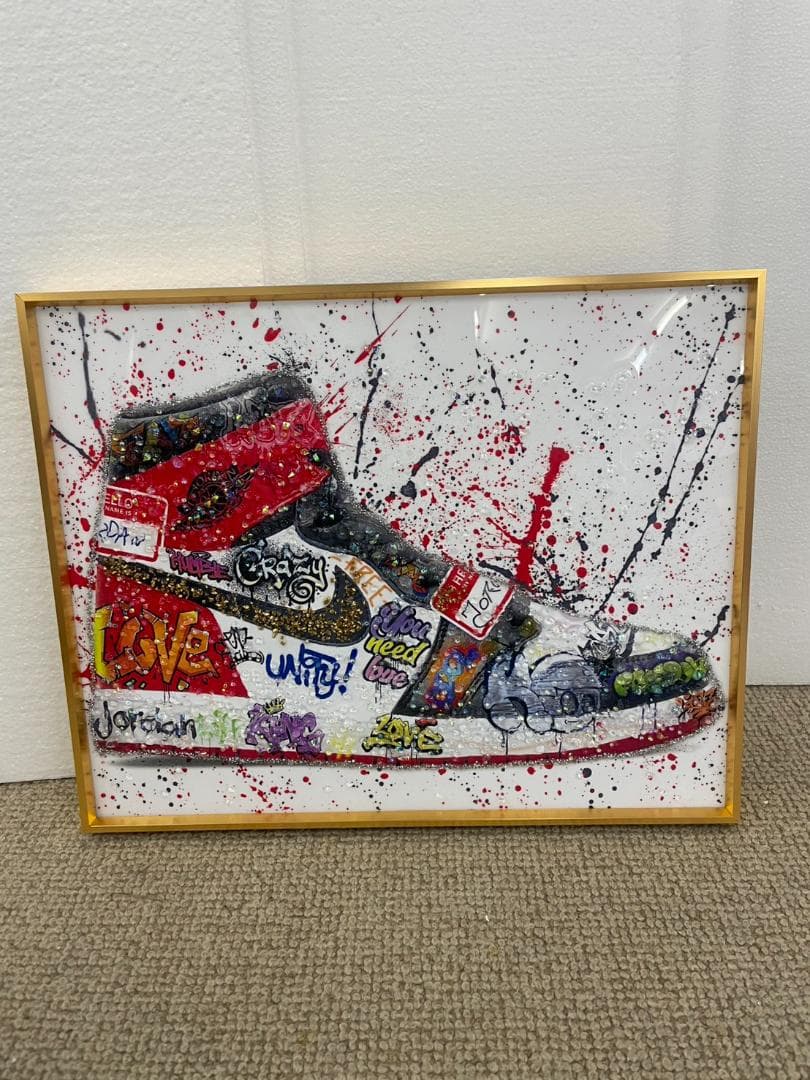 水晶絵 NIKE ナイキ スニーカー アートパネル 絵 絵画 額絵 額縁