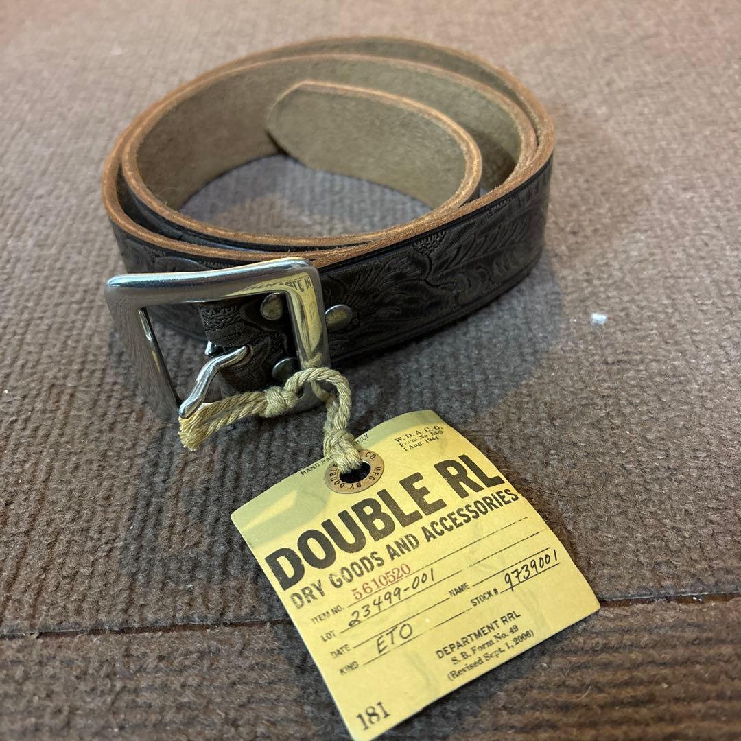 未使用 DOUBLE RL エンボス加工レザーベルト 32 新 発売ファッション - 未使用 DOUBLE RL エンボス加工レザーベルト 32