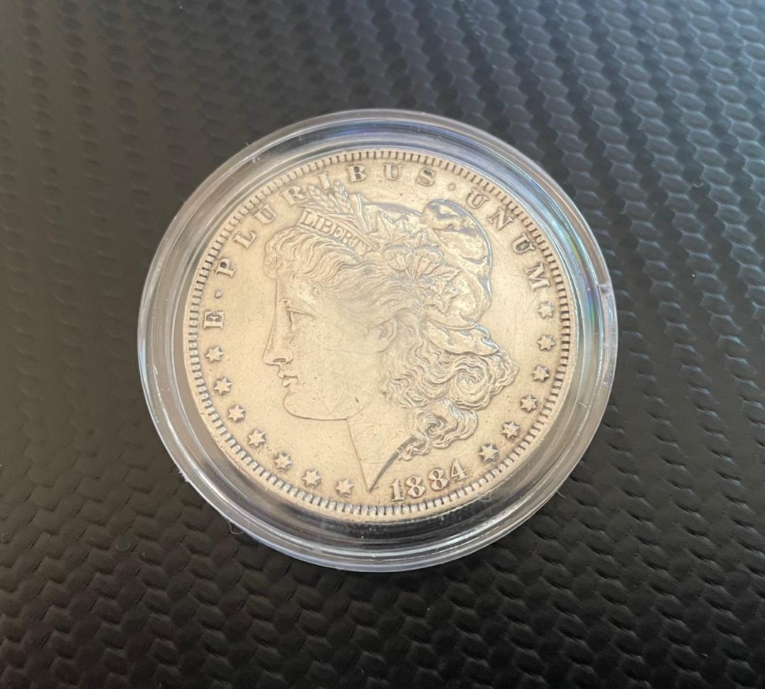 新春SALE【1884 モンガルダラー 銀貨】 先祖代々ケース保管品
