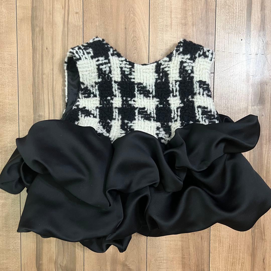 shellerシェリエ ギンガムツイードブルームトップス