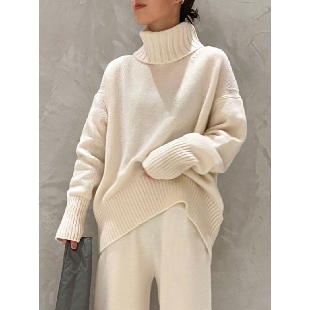 ギャルリーヴィー GALERIE VIE ファインウール ハイネックプルオーバー