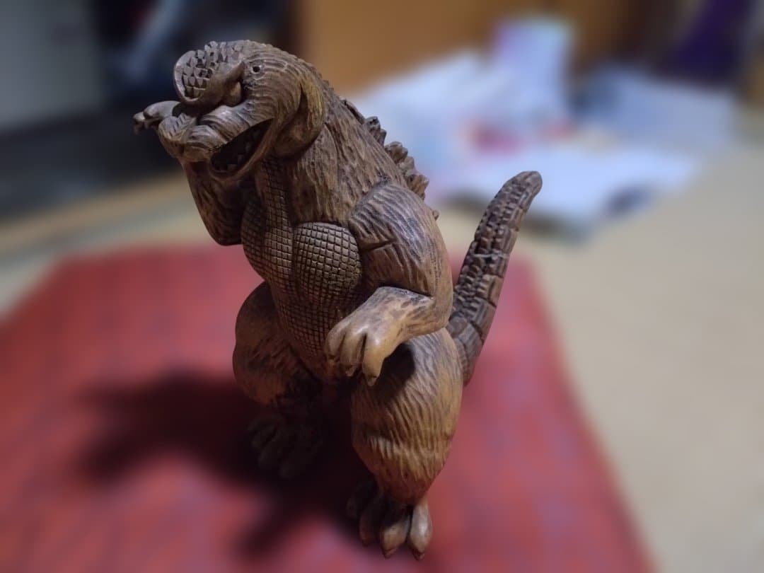 ゴジラ　木彫り　彫刻　アンティーク