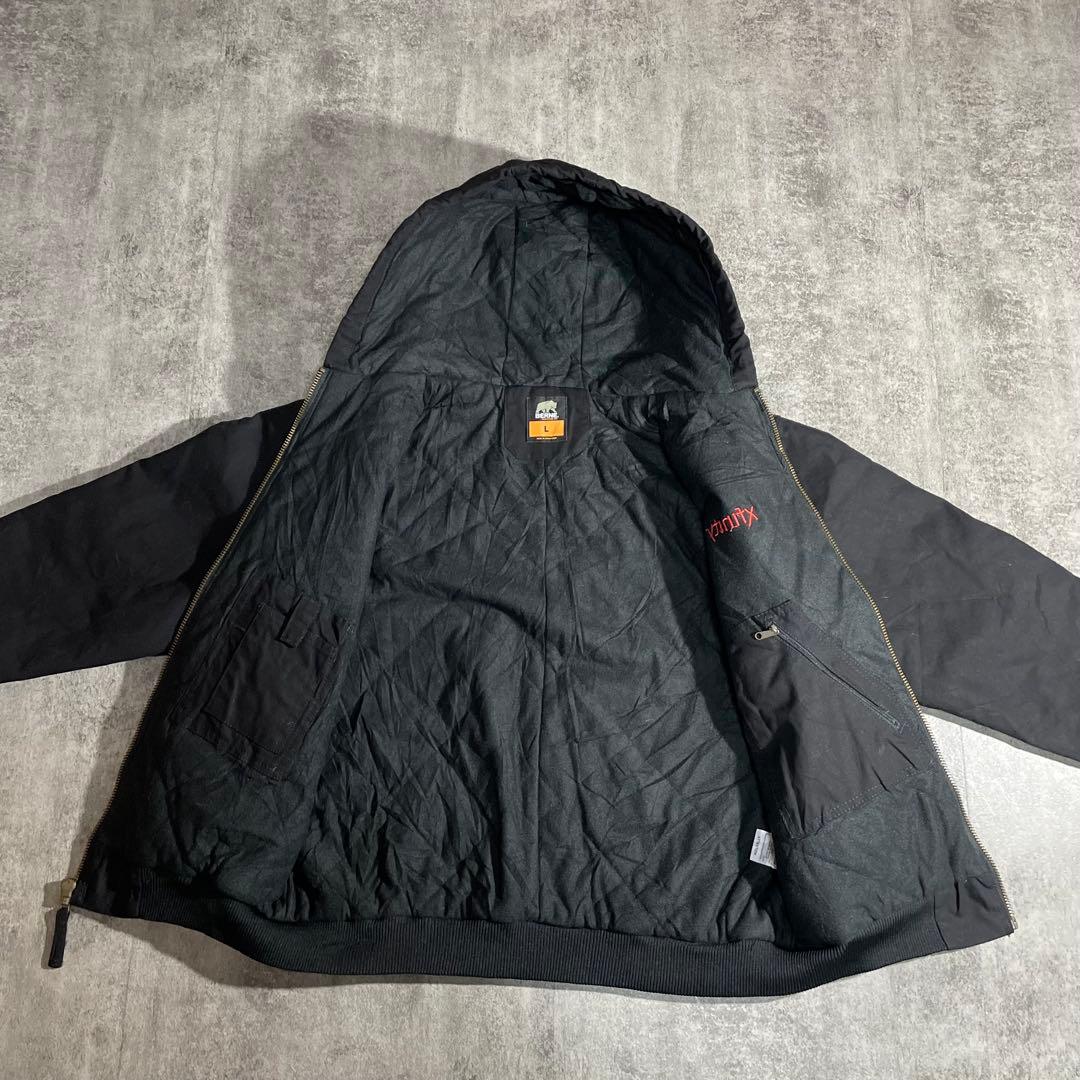 BERNE ベルン ダック地アクティブジャケット黒フェード企業刺繍ロゴL