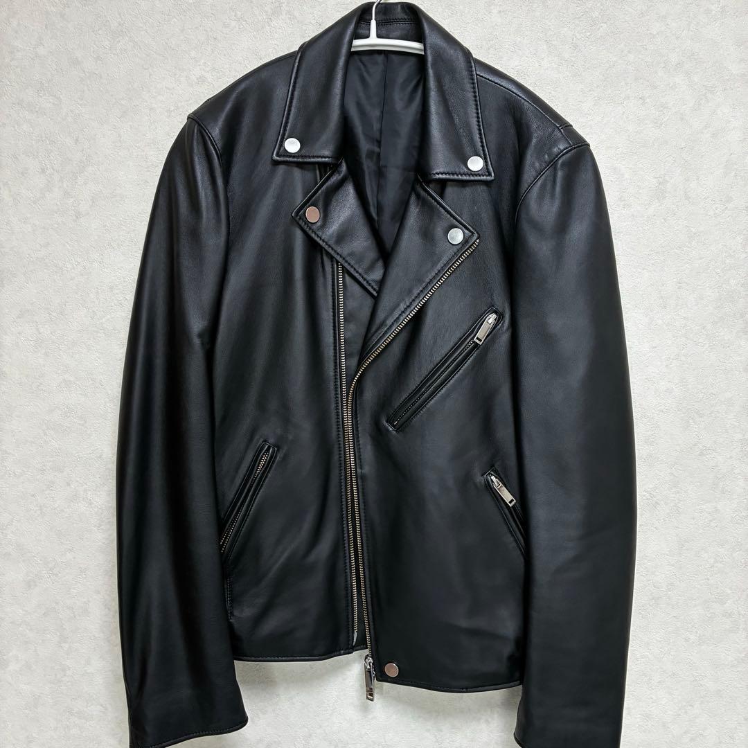 STUDIOUS レザージャケット ダブルライダースジャケット ブラック 本革