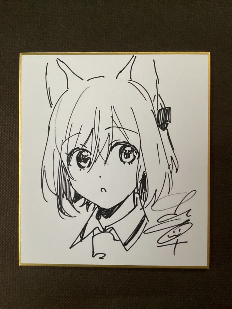 直筆 イラスト サイン　色紙　中山幸　「くだみみの猫」 中山幸 ブレンドS くだみみの猫 特典セット 複製ミニ色紙の通販 by