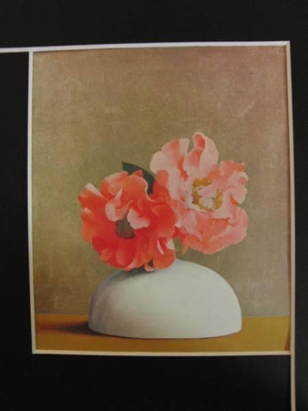 藤田 吉香、唐椿、希少画集画、新品高級額、額装付、状態良好