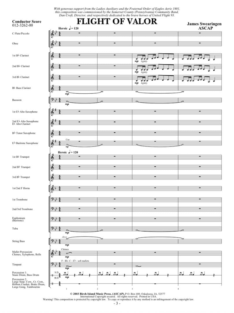 勇敢な飛行ジェイムズ・スウェアリンジェン Flight of Valor 吹奏楽