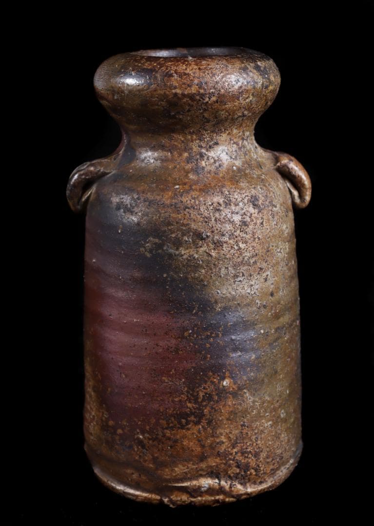 備前焼 人間国宝伊勢崎淳 耳付 花生 花入 陶芸