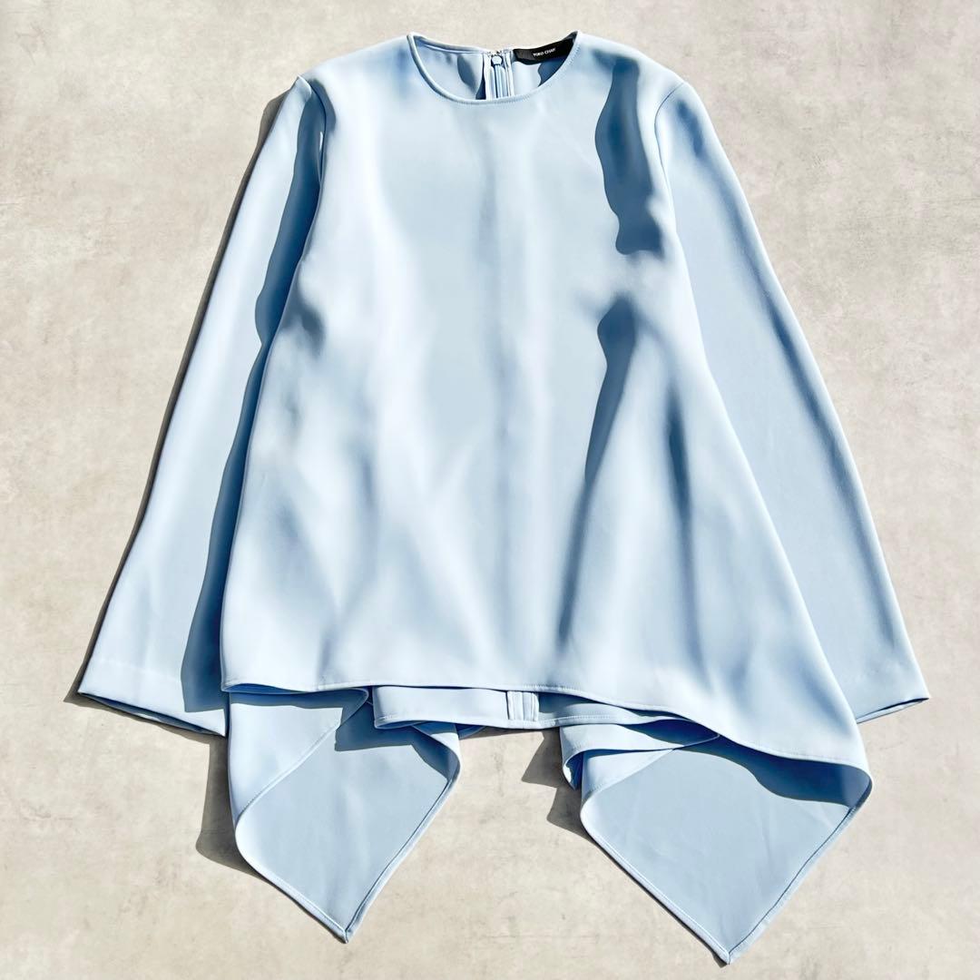 ヨーコチャン　フレアポイントヘムブラウス　ブルー　2023年製　定価7.7