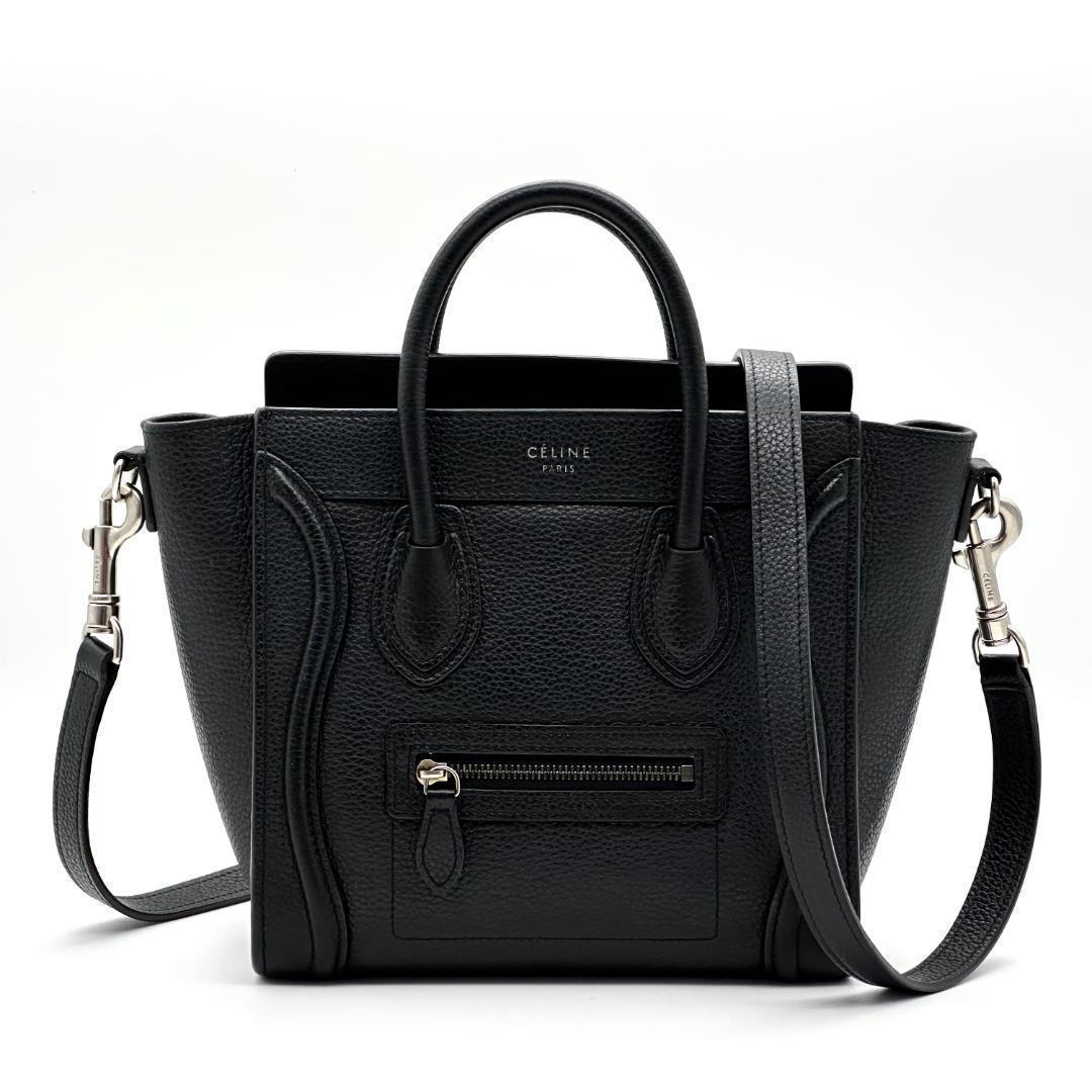 【極美品】セリーヌ　ラゲージ　ナノショッパー　黒　ストラップ付き