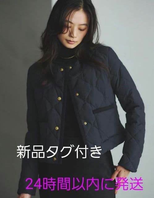 TAION×anuans】ノーカラーキルティングショートダウン 新品ネイビー