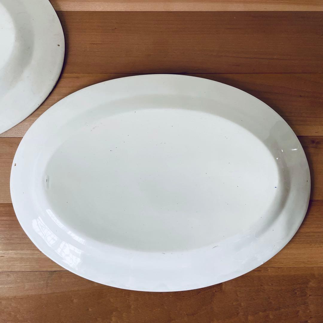 オーバルプレート ホワイト リム オーバル皿 大皿 平皿 アンティーク