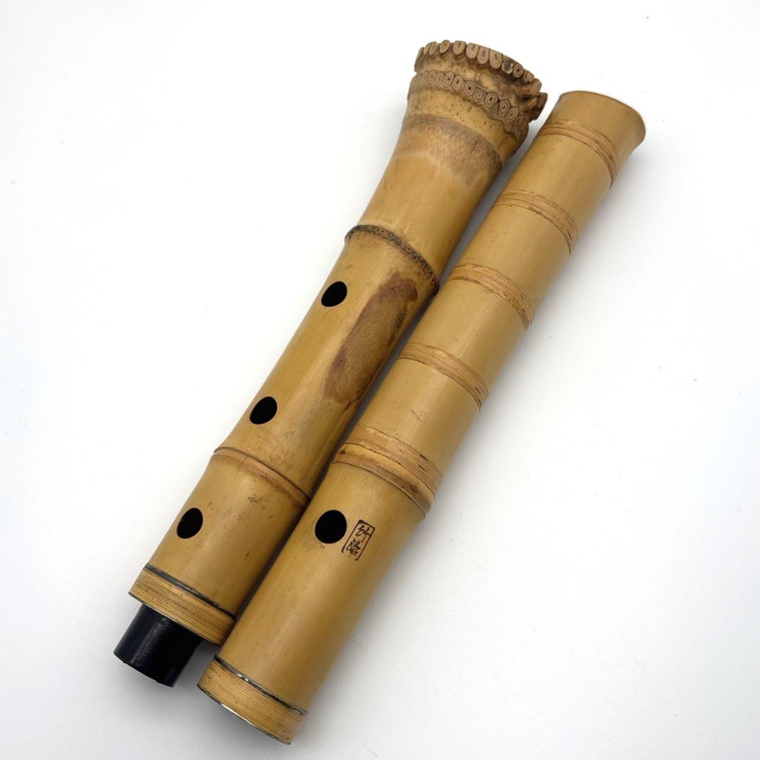 美品】尺八 琴古流 バチ型 銘あり 竹治 1尺7寸 5