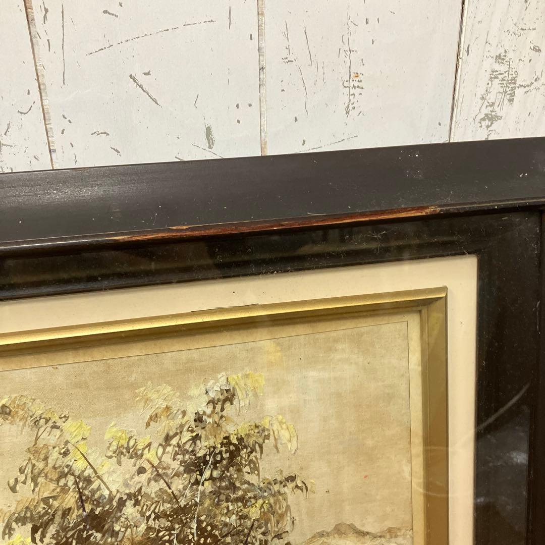 昭和レトロ 風景画 絵画 額装 額縁 額入り 農家 アート 作品 美術 立掛け