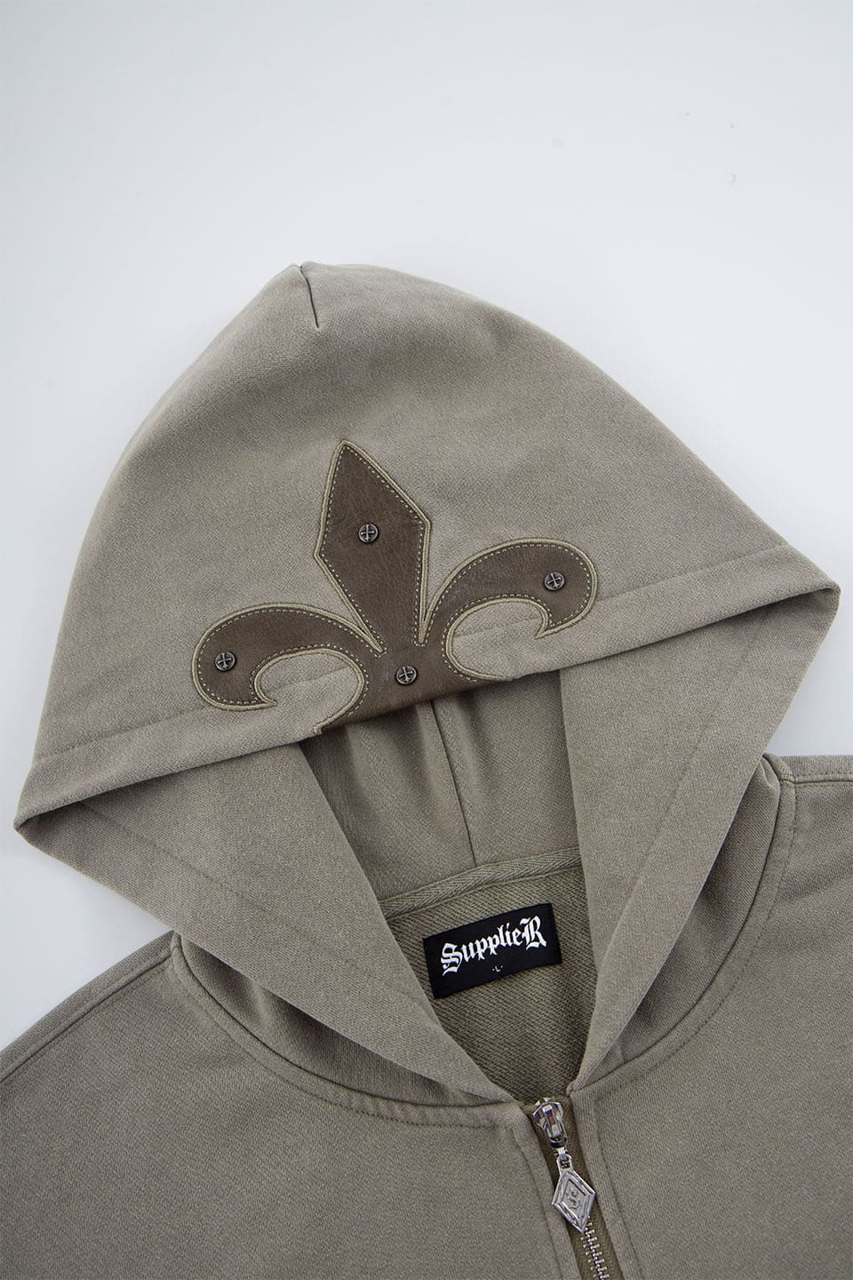 Fleur Leather Patch Zip Hoodie｜SUPPLIER｜フーディー